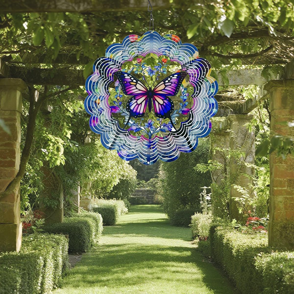 YTAONS 12 Inch Butterfly Wind Spinner – 3D Printed Outdoor Garden Decor with UV-Resistant Plastic
