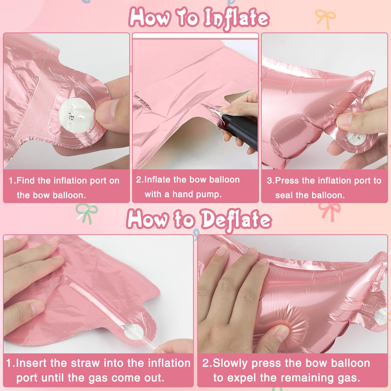 YTHETM Pink Bow Birthday Decorations Kit – 36-Inch Giant Bow Balloons, Happy Birthday Banner, and 36+ Party Balloons