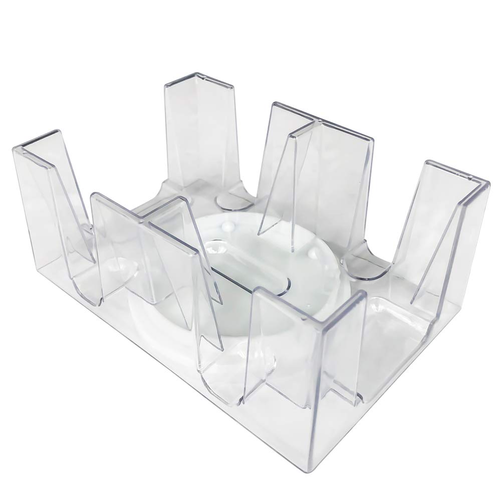 Yuanhe 6 Deck Revolving Canasta Card Tray – Clear Plastic Rotating Holder