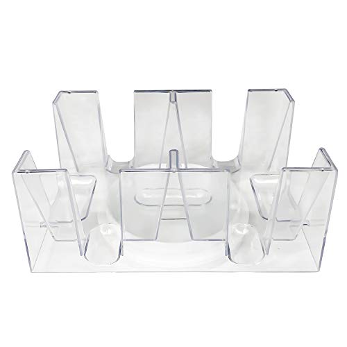 Yuanhe 6 Deck Revolving Canasta Card Tray – Clear Plastic Rotating Holder