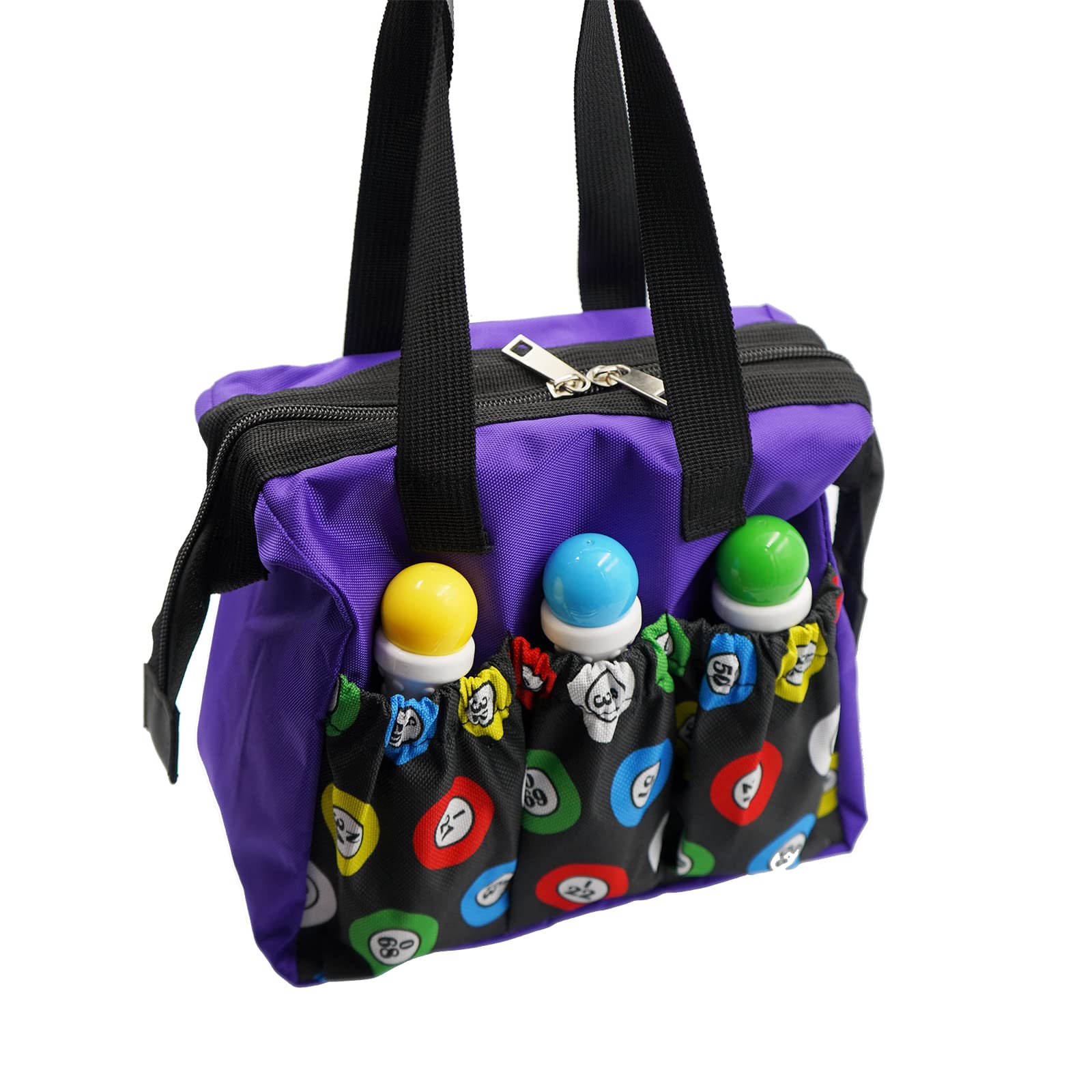 Yuanhe Bingo Dauber Bag – Purple Waterproof Oxford Tote with 6 Pockets