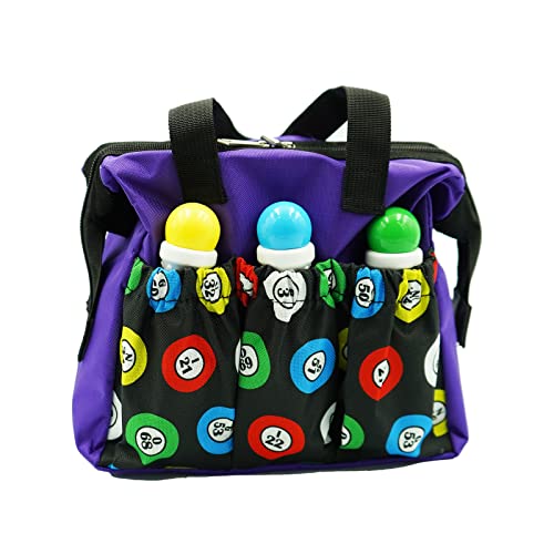 Yuanhe Bingo Dauber Bag – Purple Waterproof Oxford Tote with 6 Pockets