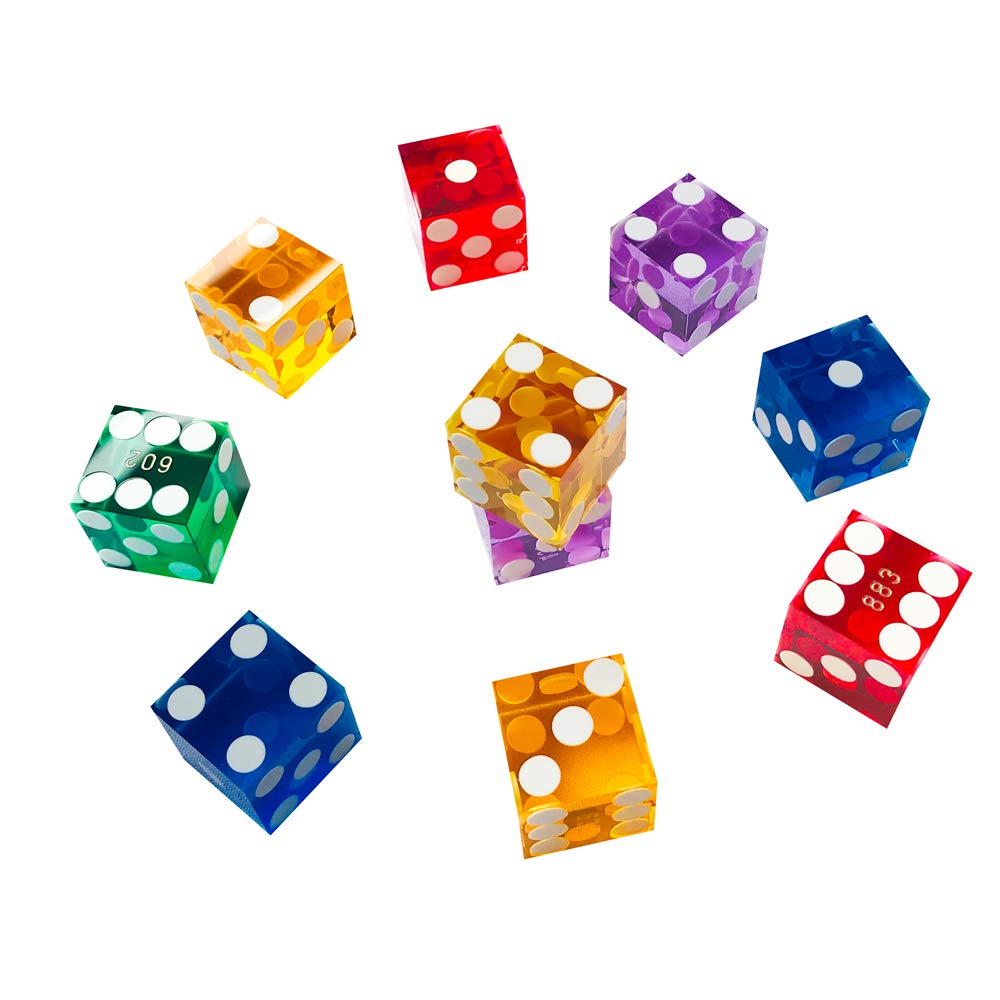 Yuanhe Precision Casino Dice – Set of 5 Green Grade AAA 19mm Serialized Acrylic Dice with Razor Edges