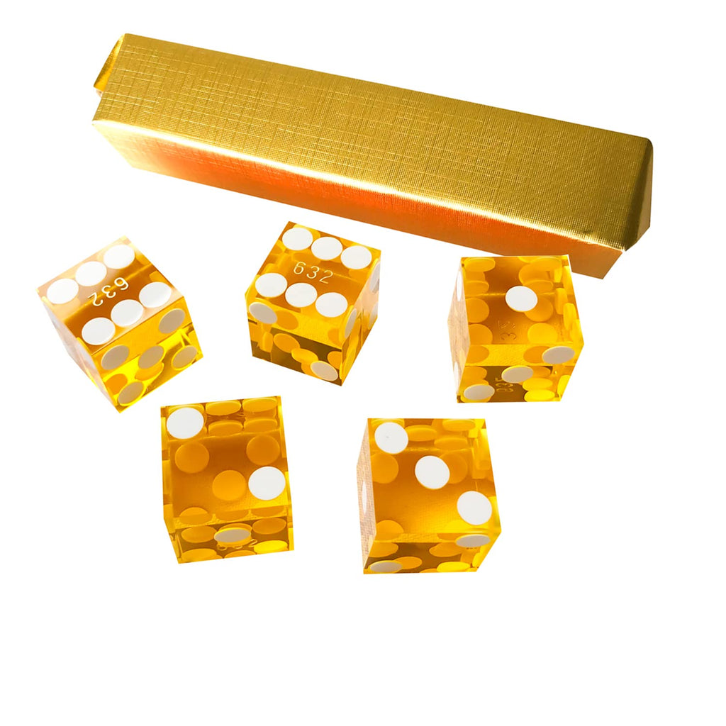 Yuanhe Set of 5 Grade AAA Precision 19mm Serialized Casino Dice with Razor Edges and Corners - Blue