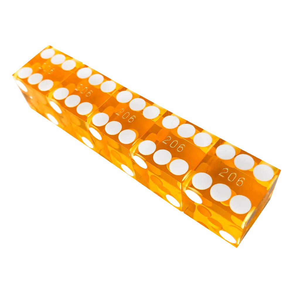 Yuanhe Set of 5 Grade AAA Precision 19mm Serialized Casino Dice with Razor Edges and Corners - Blue