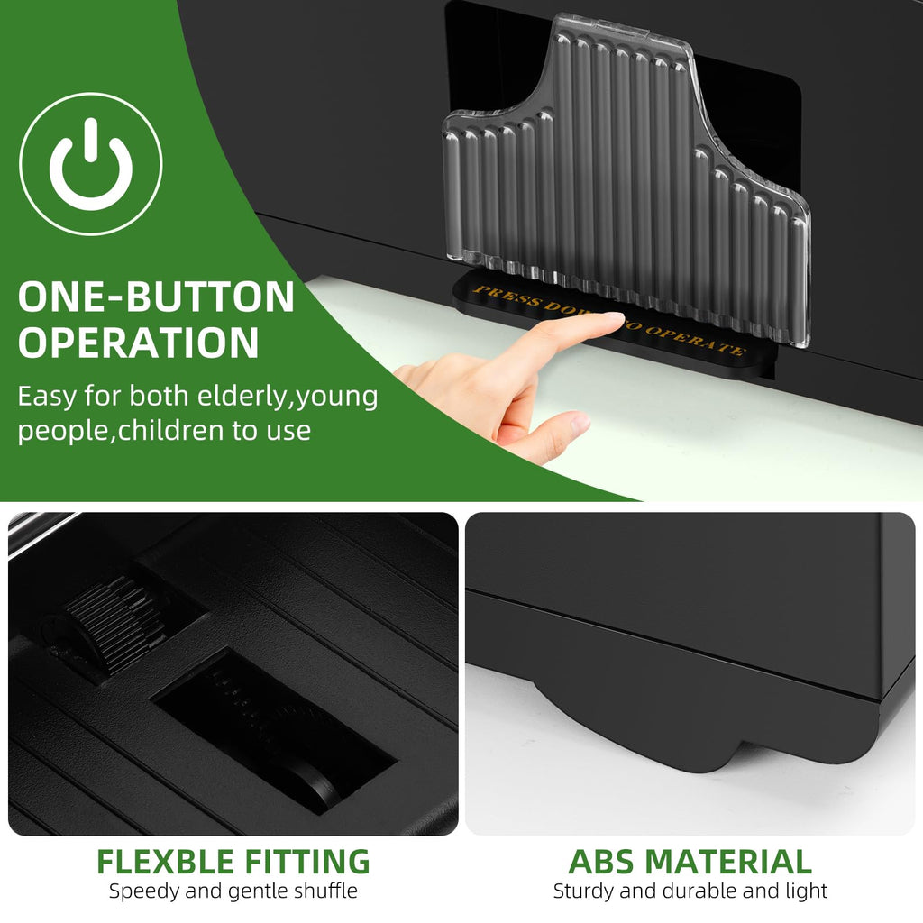 YUCEEN Automatic Card Shuffler – Battery-Powered Electric Shuffler for 1-2 Decks, Works with Poker, UNO, Blackjack, and More