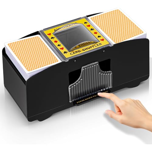 YUCEEN Automatic Card Shuffler – Battery-Powered Electric Shuffler for 1-2 Decks, Works with Poker, UNO, Blackjack, and More