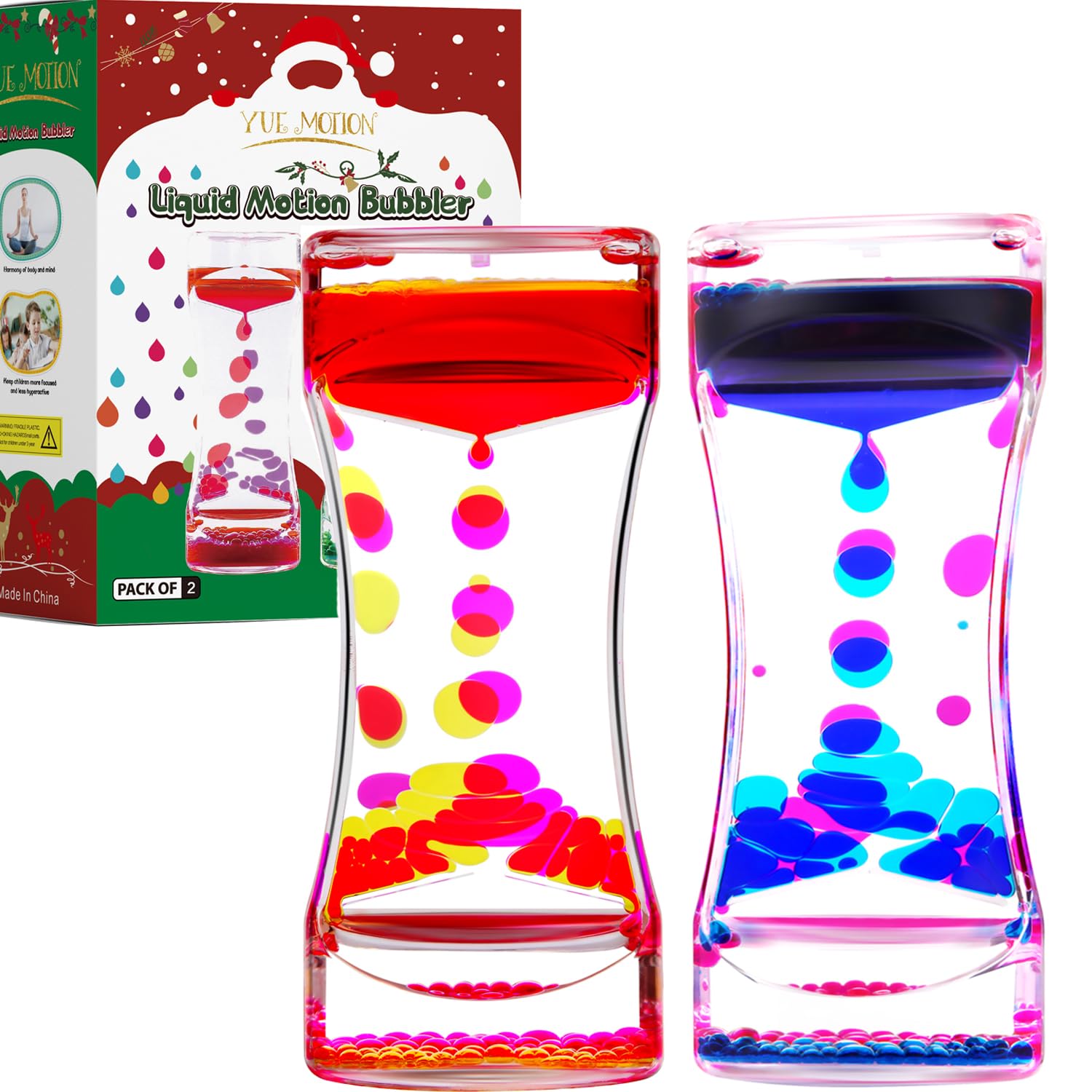 YUE MOTION Liquid Motion Bubbler – 2-Pack Sensory Fidget Toy for Stress Relief and Focus