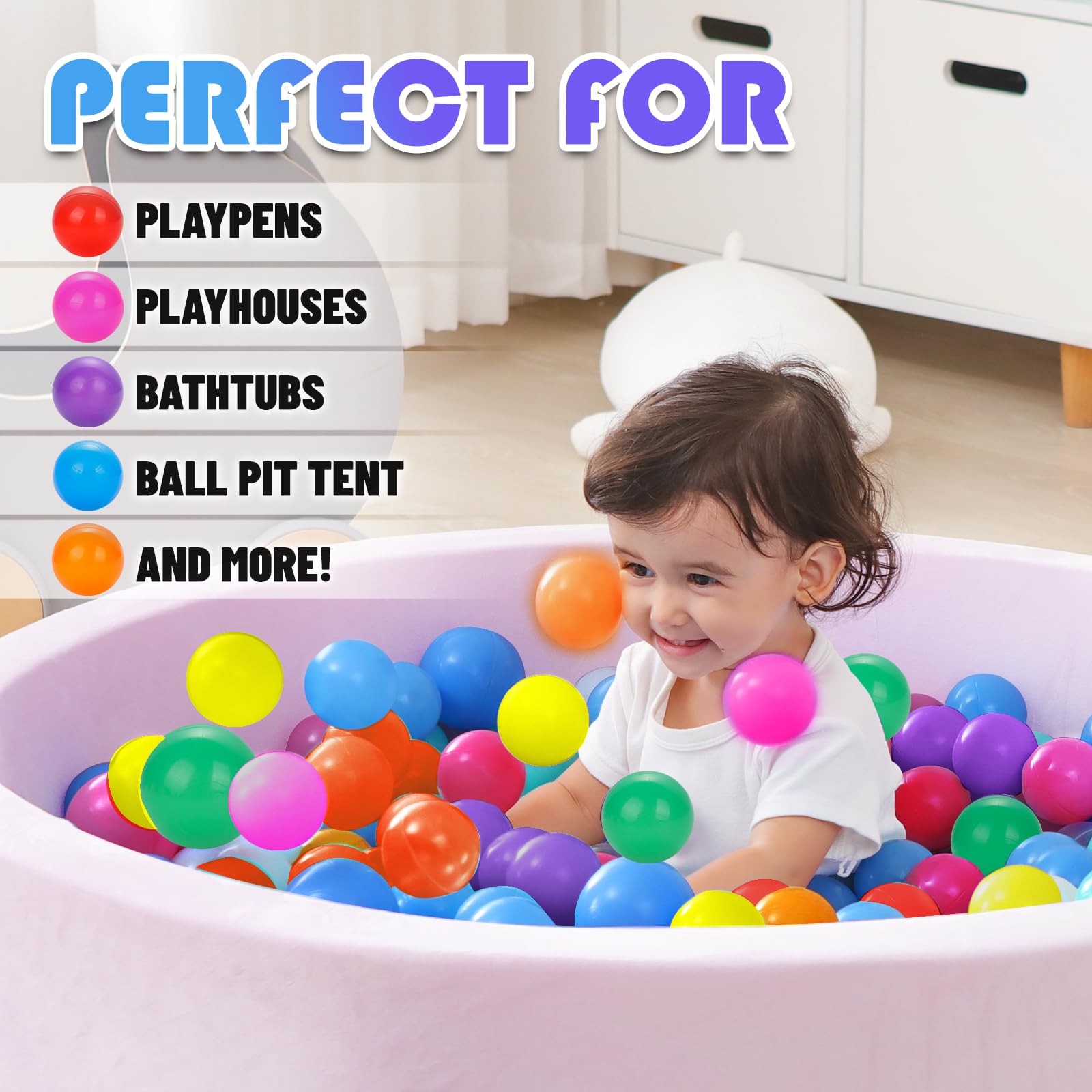 YUFUL Ball Pit Balls - 2.2 Inch Rainbow Multicolor BPA-Free Crush-Resistant Non-Toxic for Toddlers Kids