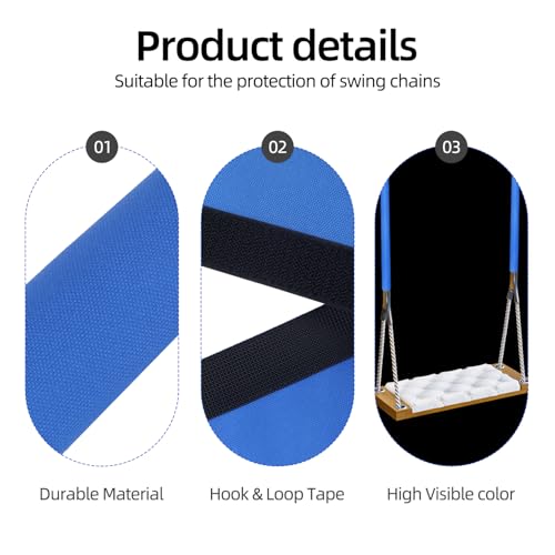 YUJIASH 2-Pack Swing Chain Covers (Blue) - 32.5x5in Velcro Chain Sleeves for Outdoor Play Sets - Protect Kids' Hands from Rust and Pinching