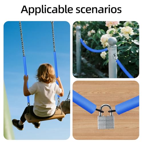 YUJIASH 2-Pack Swing Chain Covers (Blue) - 32.5x5in Velcro Chain Sleeves for Outdoor Play Sets - Protect Kids' Hands from Rust and Pinching
