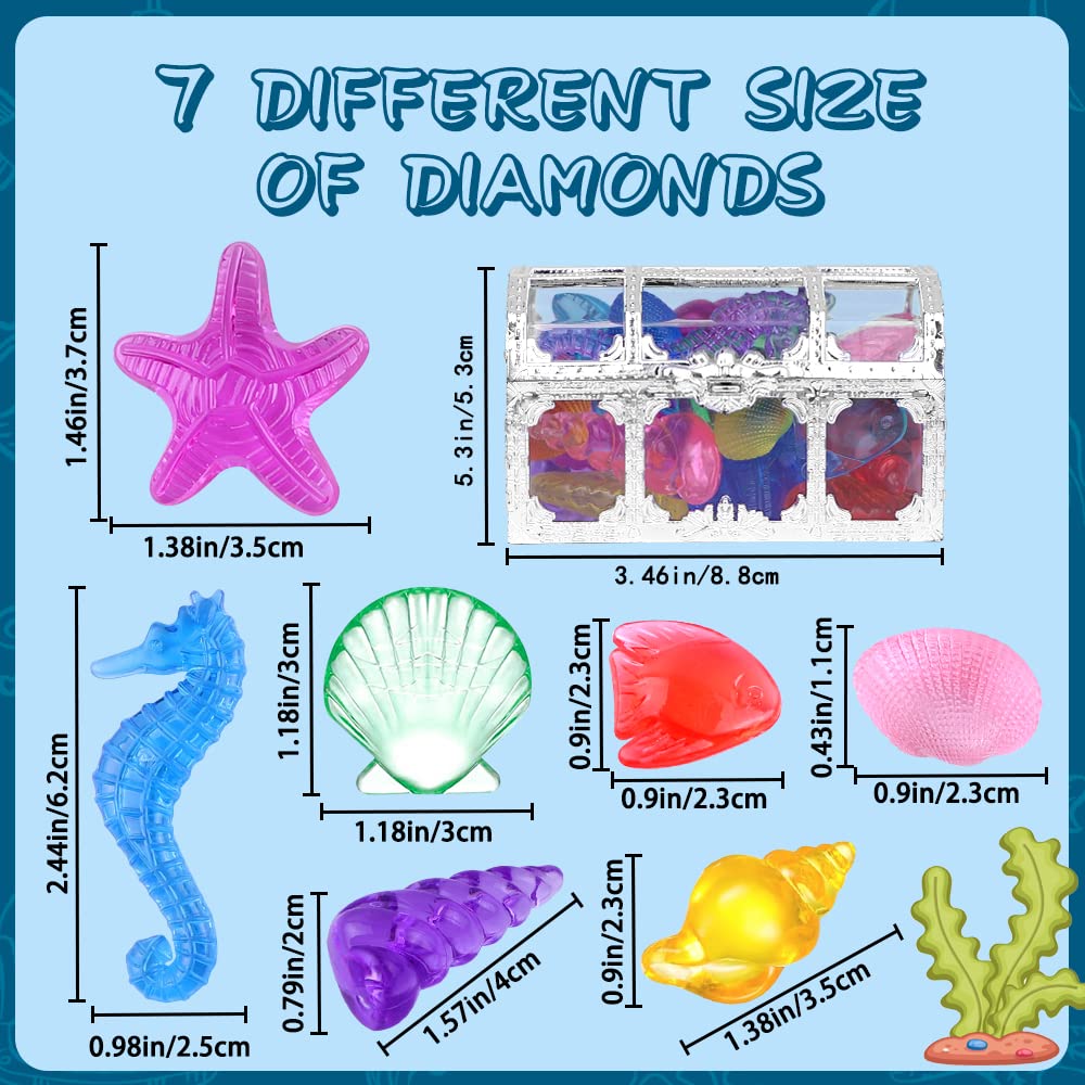 YUJUN 30-Piece Colorful Diving Gem Pool Toys with Treasure Chests