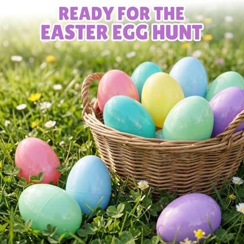 Yumzo 24-Pack Fillable Plastic Eggs for Easter Egg Hunts - Pastel Colors, Snap Closure, 2.3 x 1.5 Inches