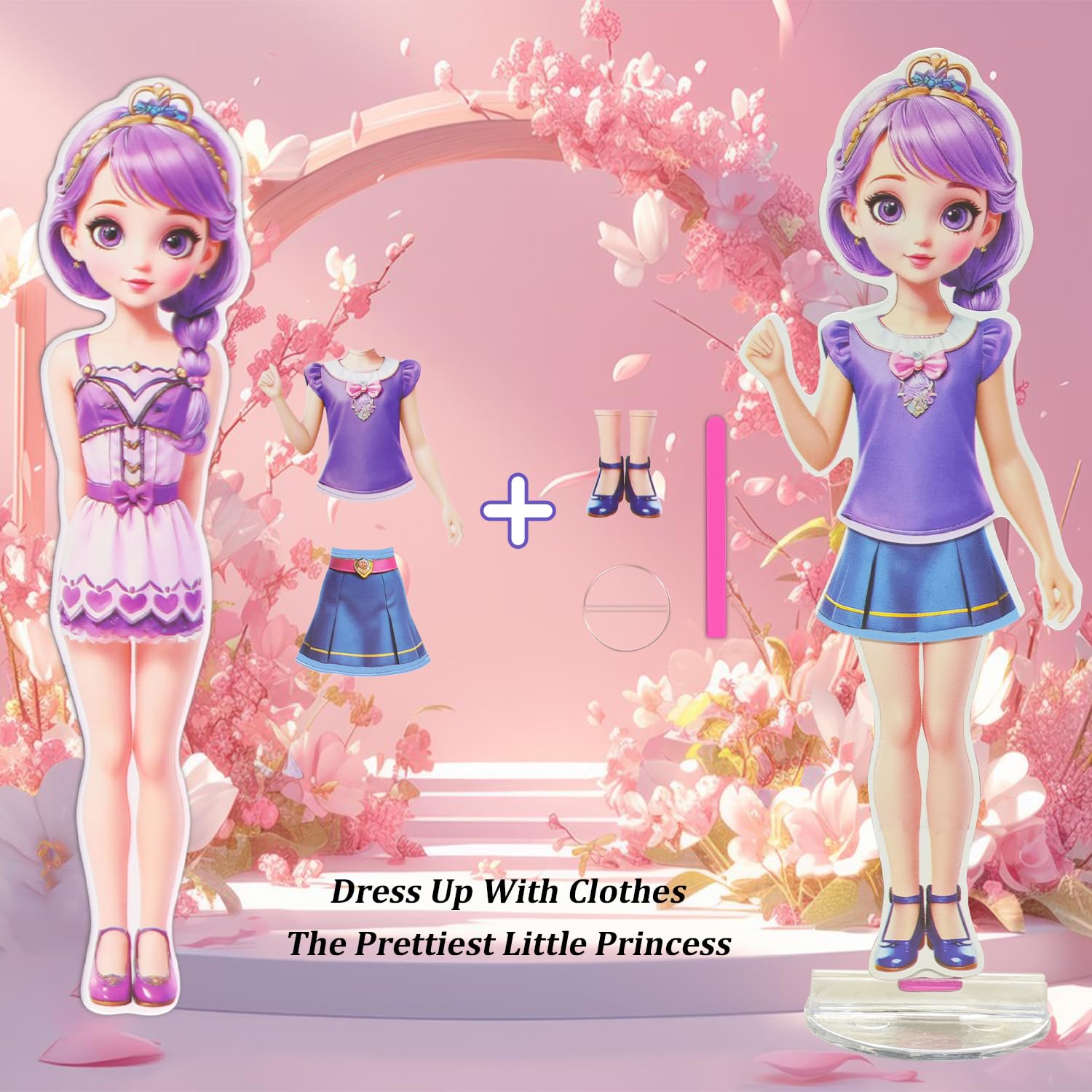 Yuzee Magnetic Dress Up Paper Doll with 33 Pieces and 3D Scenes for Girls Ages 4-7