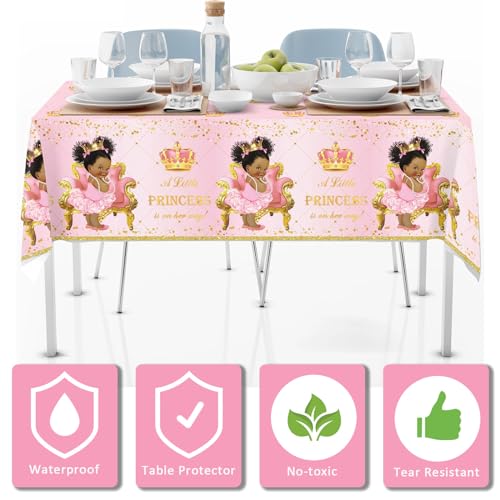 Yuzioey 3-Pack Royal Pink Princess Tablecloths – 108" x 54" Rectangle Waterproof PEVA Baby Shower Decorations