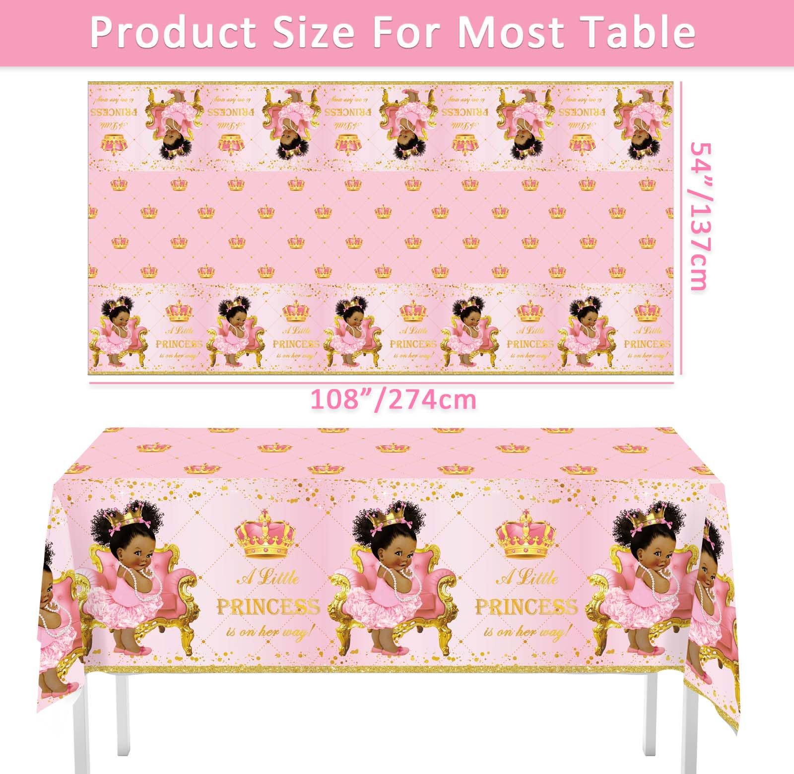 Yuzioey 3-Pack Royal Pink Princess Tablecloths – 108" x 54" Rectangle Waterproof PEVA Baby Shower Decorations