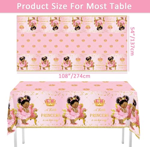 Yuzioey 3-Pack Royal Pink Princess Tablecloths – 108" x 54" Rectangle Waterproof PEVA Baby Shower Decorations