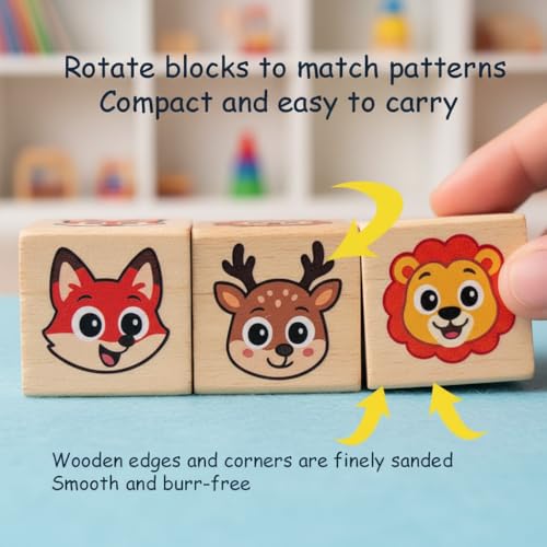 YXWELLIFE Montessori Wooden Animal Rotating Puzzle – Spin & Match Toy for Toddlers 1-3