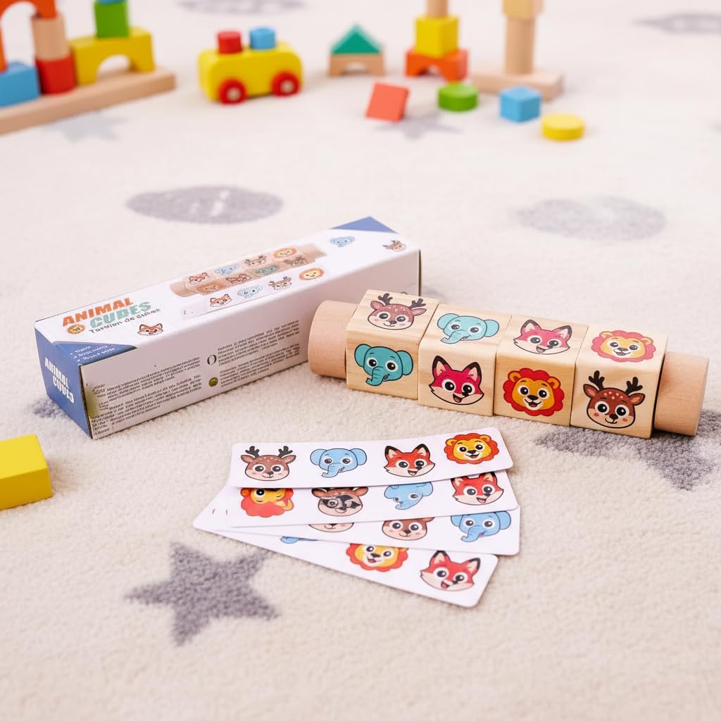 YXWELLIFE Montessori Wooden Animal Rotating Puzzle – Spin & Match Toy for Toddlers 1-3