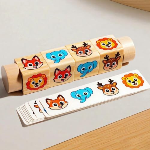 YXWELLIFE Montessori Wooden Animal Rotating Puzzle – Spin & Match Toy for Toddlers 1-3