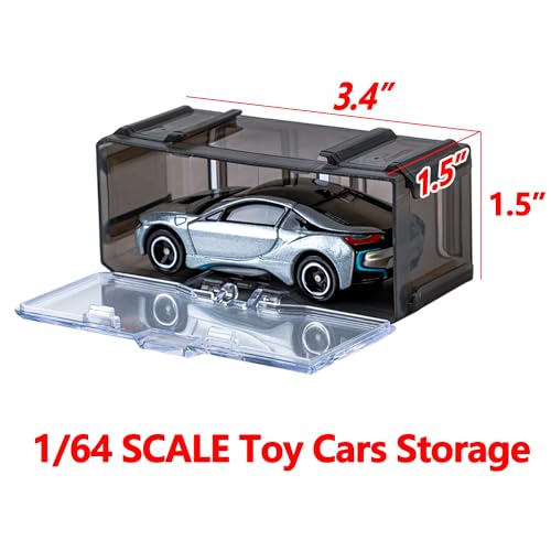 YYDS 10-Pack Interlocking 1/64 Scale Toy Car Display Cases – Dustproof Plastic Storage for Hot Wheels, Matchbox & Mini Cars (Black)