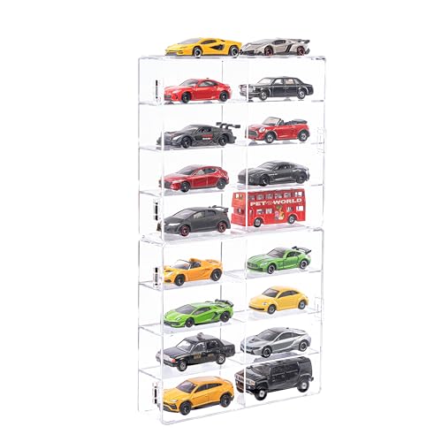 YYDS Acrylic Display Case for 1/64 Scale Toy Cars – Holds 8 Cars per Case, Stackable & Dustproof