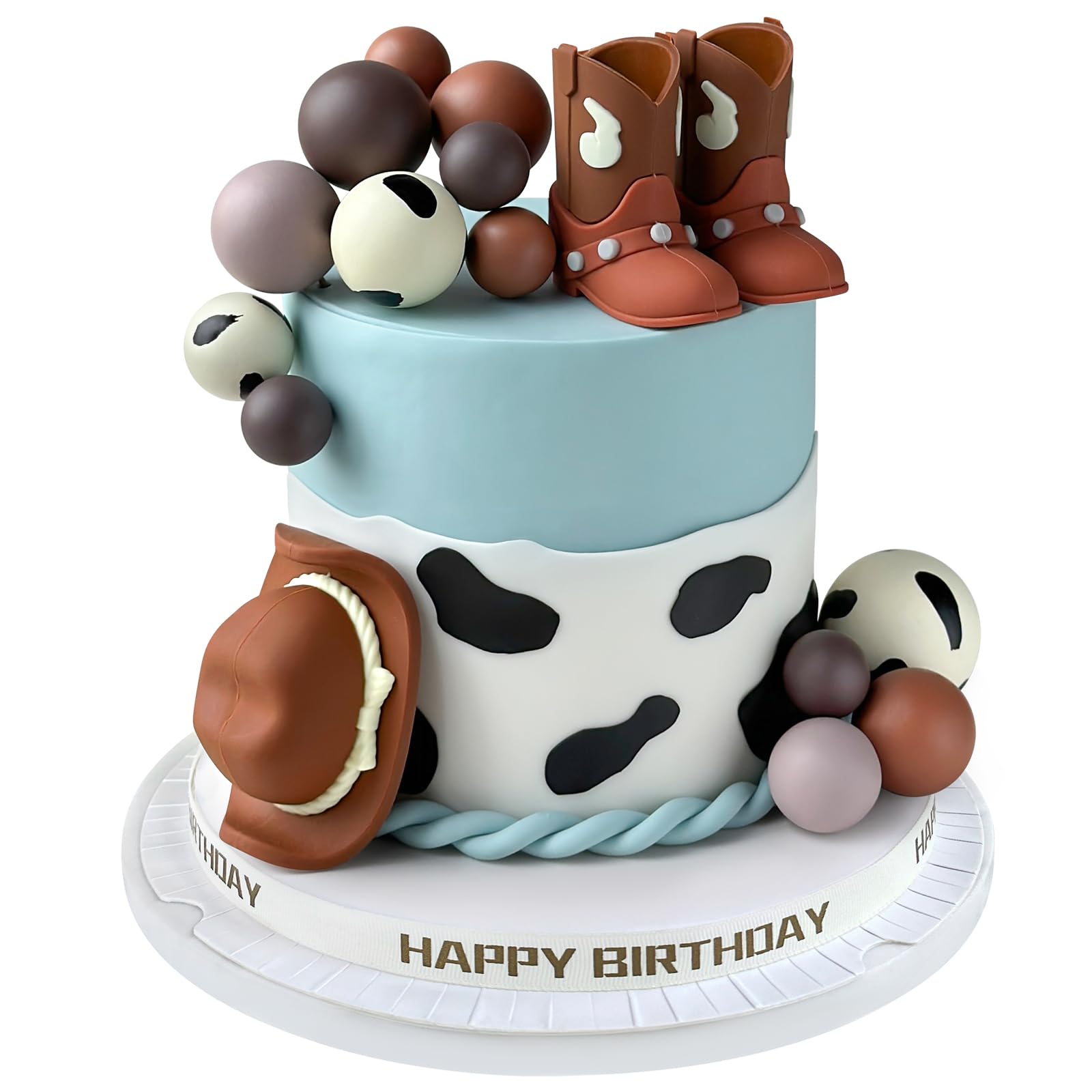 Zafena 16-Piece Cowboy Cake Topper Set – Hat, Boots & Ball Decorations for Western Parties