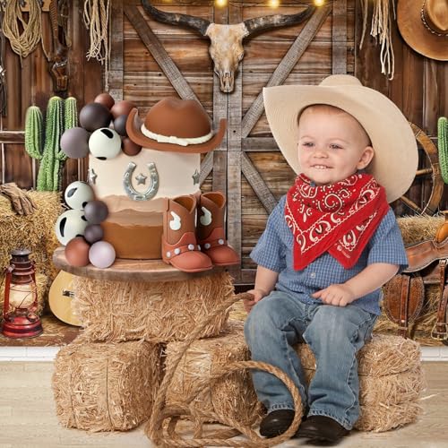 Zafena 16-Piece Cowboy Cake Topper Set – Hat, Boots & Ball Decorations for Western Parties