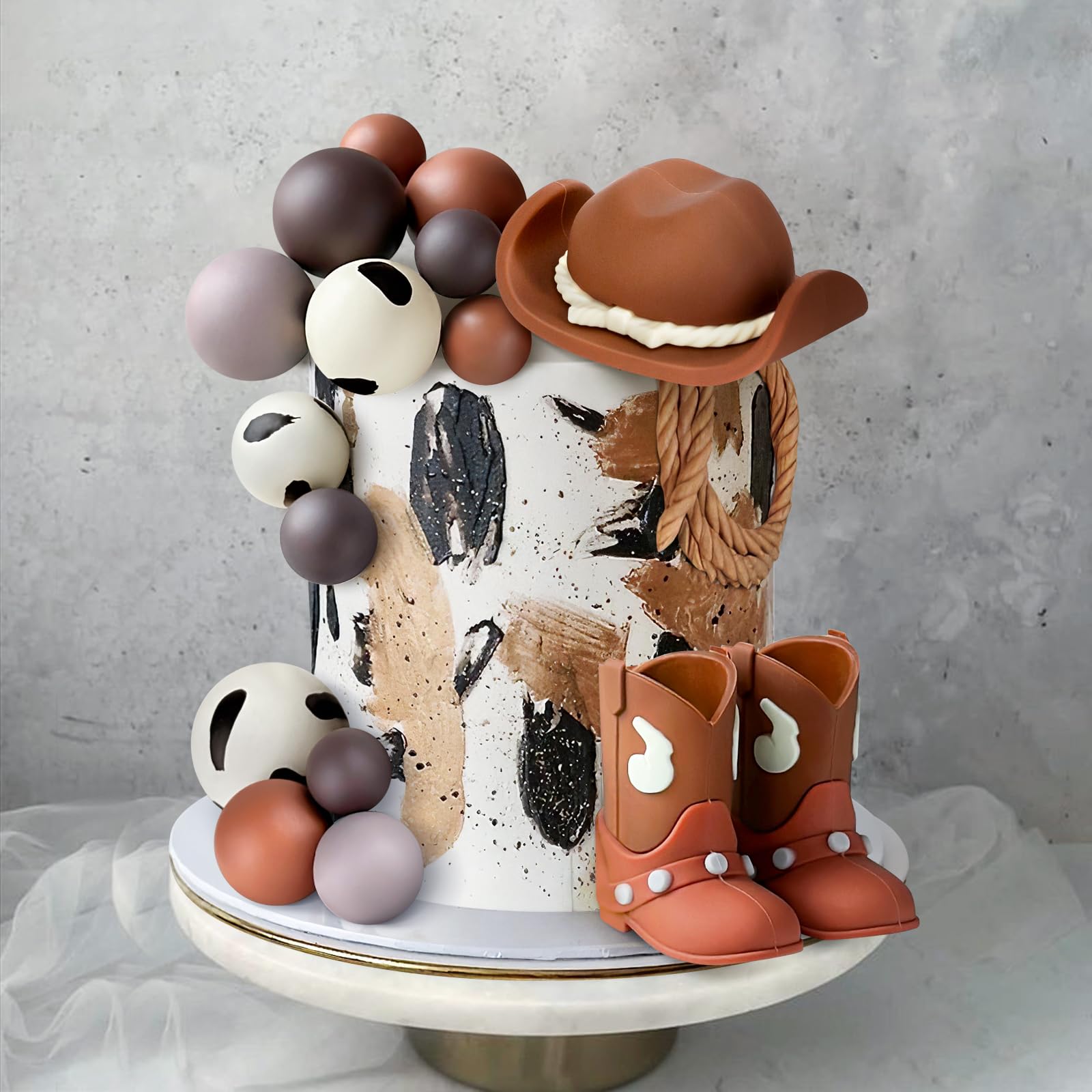 Zafena 16-Piece Cowboy Cake Topper Set – Hat, Boots & Ball Decorations for Western Parties