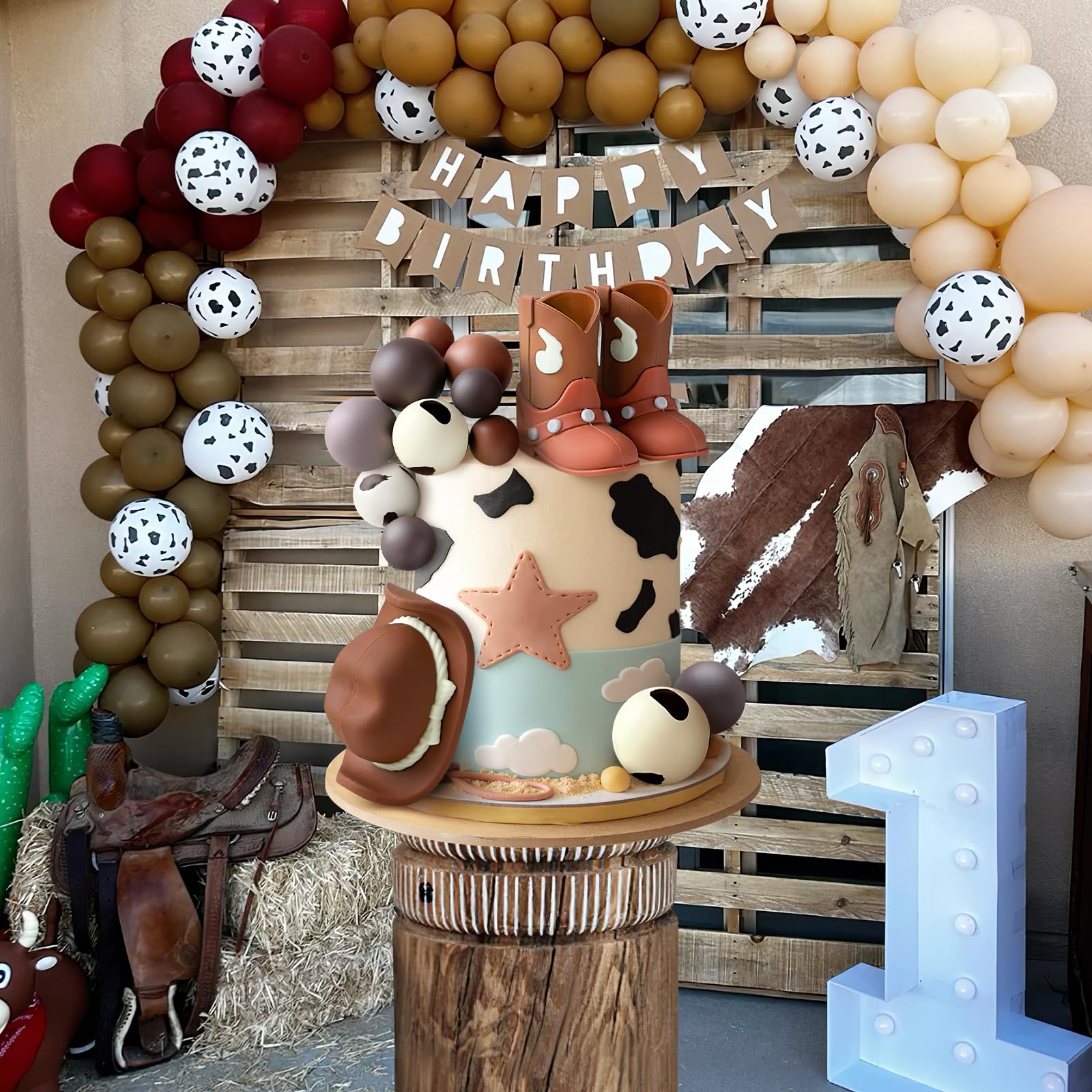Zafena 16-Piece Cowboy Cake Topper Set – Hat, Boots & Ball Decorations for Western Parties