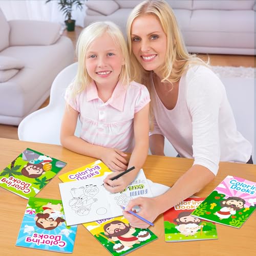 Zainpe 24-Piece Bible Coloring Books for Kids – 8 Designs, Noah's Ark & Jesus, Party Favors & Sunday School