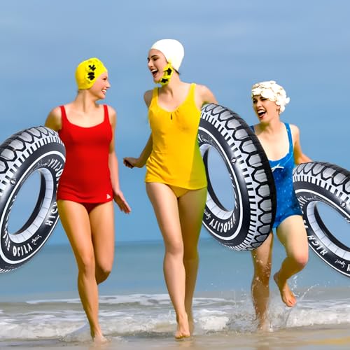 Zaruatu Inflatable Tire Pool Float - 4 Pack Giant 24-Inch Tubes for Adults, Summer Pool Fun
