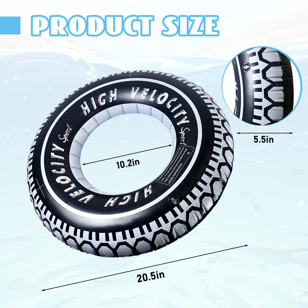Zaruatu Inflatable Tire Pool Float - 4 Pack Giant 24-Inch Tubes for Adults, Summer Pool Fun