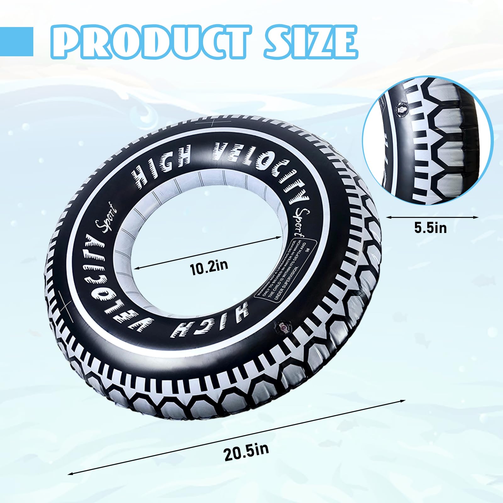 Zaruatu Inflatable Tire Pool Float - 4 Pack Giant 24-Inch Tubes for Adults, Summer Pool Fun