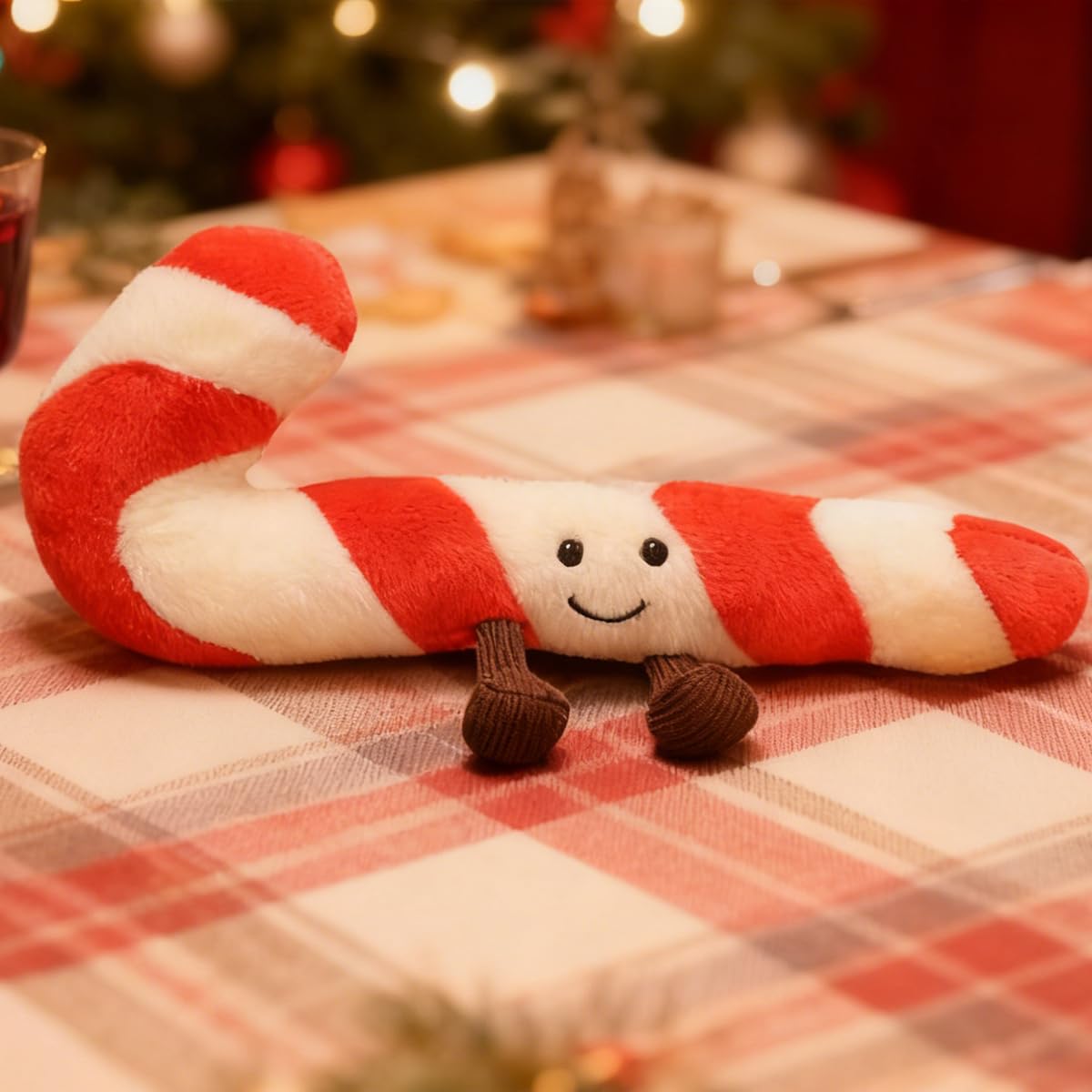 Zaxqerm Candy Cane Pillow – Red and White Striped Christmas Plush Decoration for Couch or Bed