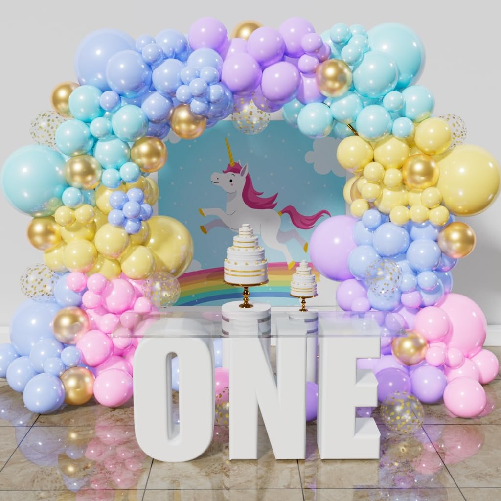 ZBYDNG Pastel Rainbow Balloon Garland Kit – 219 Pieces for Birthday Baby Shower Wedding Party Decor