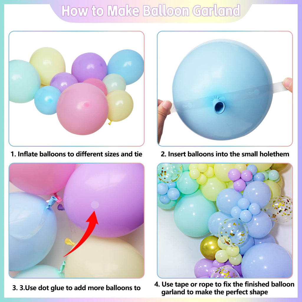 ZBYDNG Pastel Rainbow Balloon Garland Kit – 219 Pieces for Birthday Baby Shower Wedding Party Decor