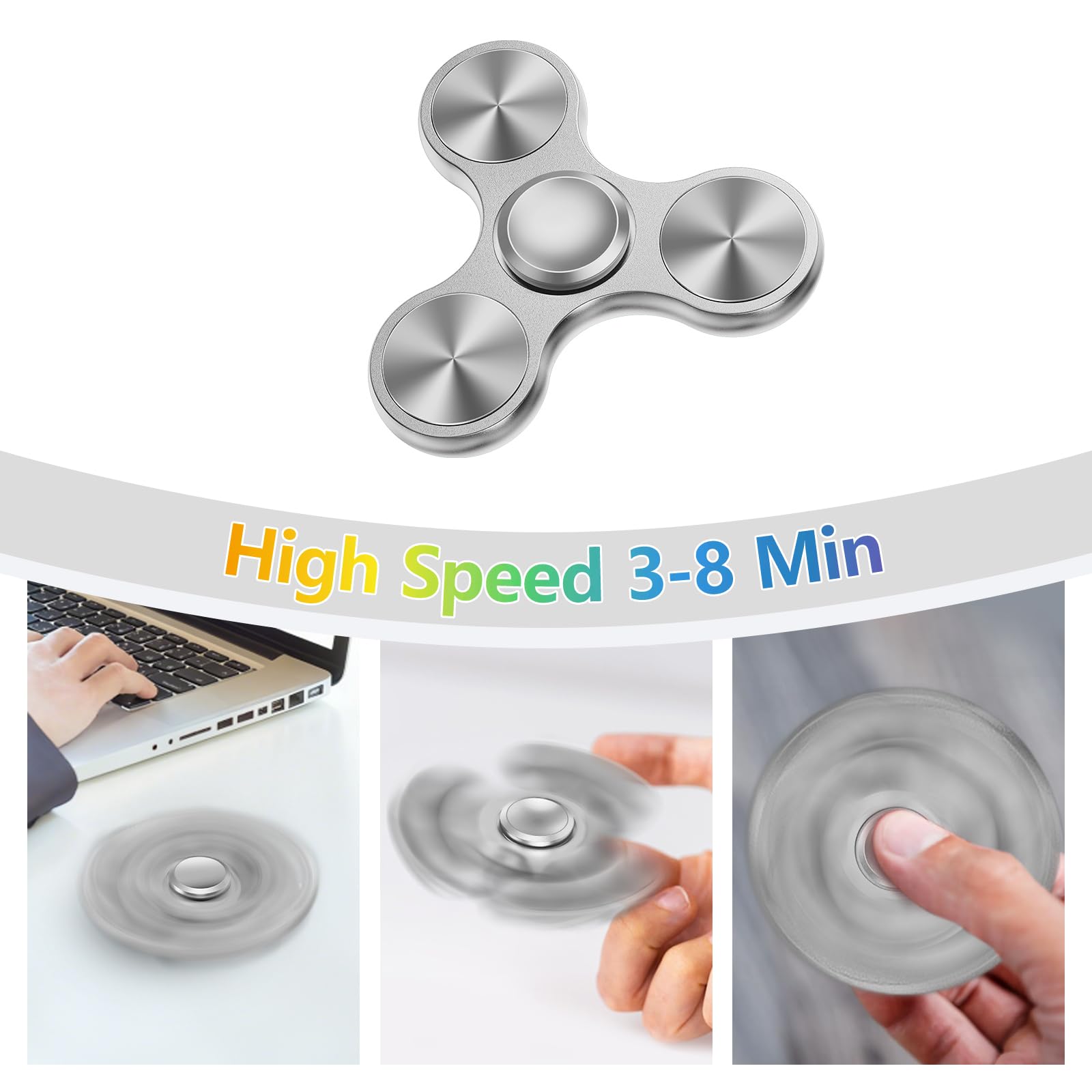 ZCDXDP Metal Silent Fidget Spinner – 3-8 Min Spin, Stress Relief Desk Toy for Adults