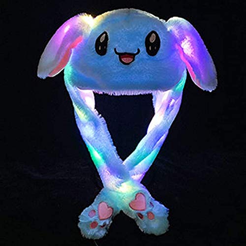 ZCINT Bunny Hat with Moving Ears and LED Lights - Funny Plush Rabbit Hat for Parties and Cosplay