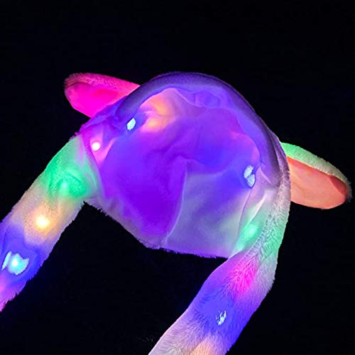 ZCINT Bunny Hat with Moving Ears and LED Lights - Funny Plush Rabbit Hat for Parties and Cosplay