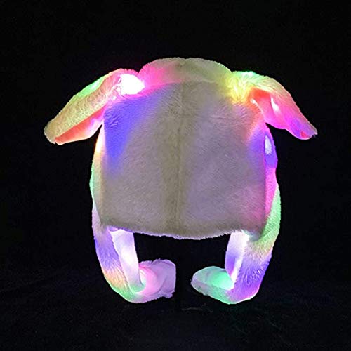 ZCINT Bunny Hat with Moving Ears and LED Lights - Funny Plush Rabbit Hat for Parties and Cosplay