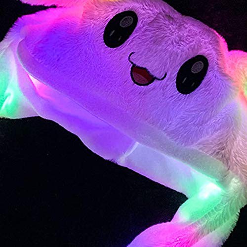 ZCINT Funny Plush Bunny Hat with Moving Ears and LED Lights – One Size for Adults and Kids