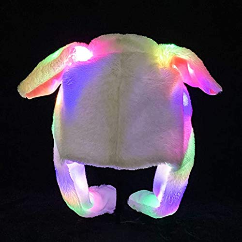 ZCINT Plush Bunny Hat with Moving Ears – LED Light-up Rabbit Ear Headband for Parties and Cosplay
