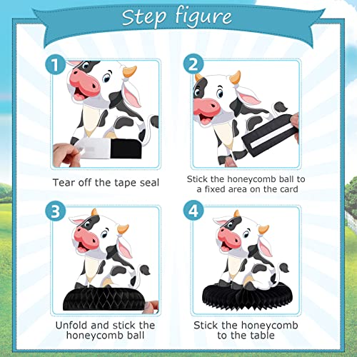 ZCPTZ 9-Piece Cow Honeycomb Centerpieces Set - Farm Animal Table Decorations for Party