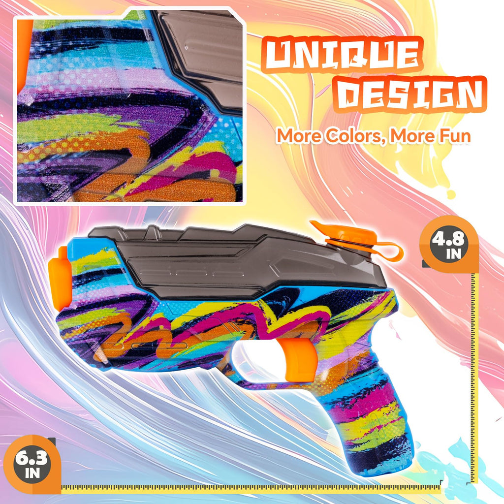 ZEBNYYA 4 Pack Water Gun Set - Colorful Squirt Guns with Trigger, Long Range Water Blasters for Outdoor Play, Pool, Beach, Summer Party