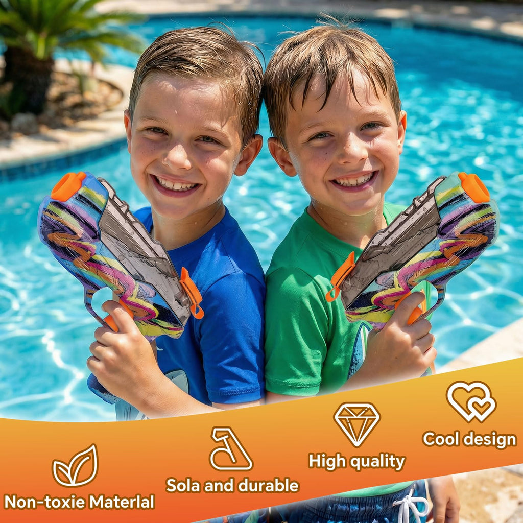 ZEBNYYA 4 Pack Water Gun Set - Colorful Squirt Guns with Trigger, Long Range Water Blasters for Outdoor Play, Pool, Beach, Summer Party