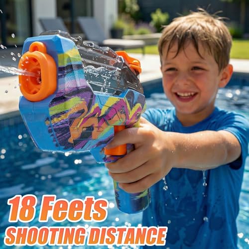 ZEBNYYA 4 Pack Water Gun Set – Colorful Squirt Guns with Trigger, Long Range, See-Through Tank for Outdoor Summer Fun