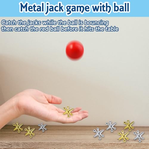 ZeeDix 3 Sets Jacks and Pick Up Sticks Game – 180 Sticks, 30 Metal Jax, 3 Balls for Family Fun