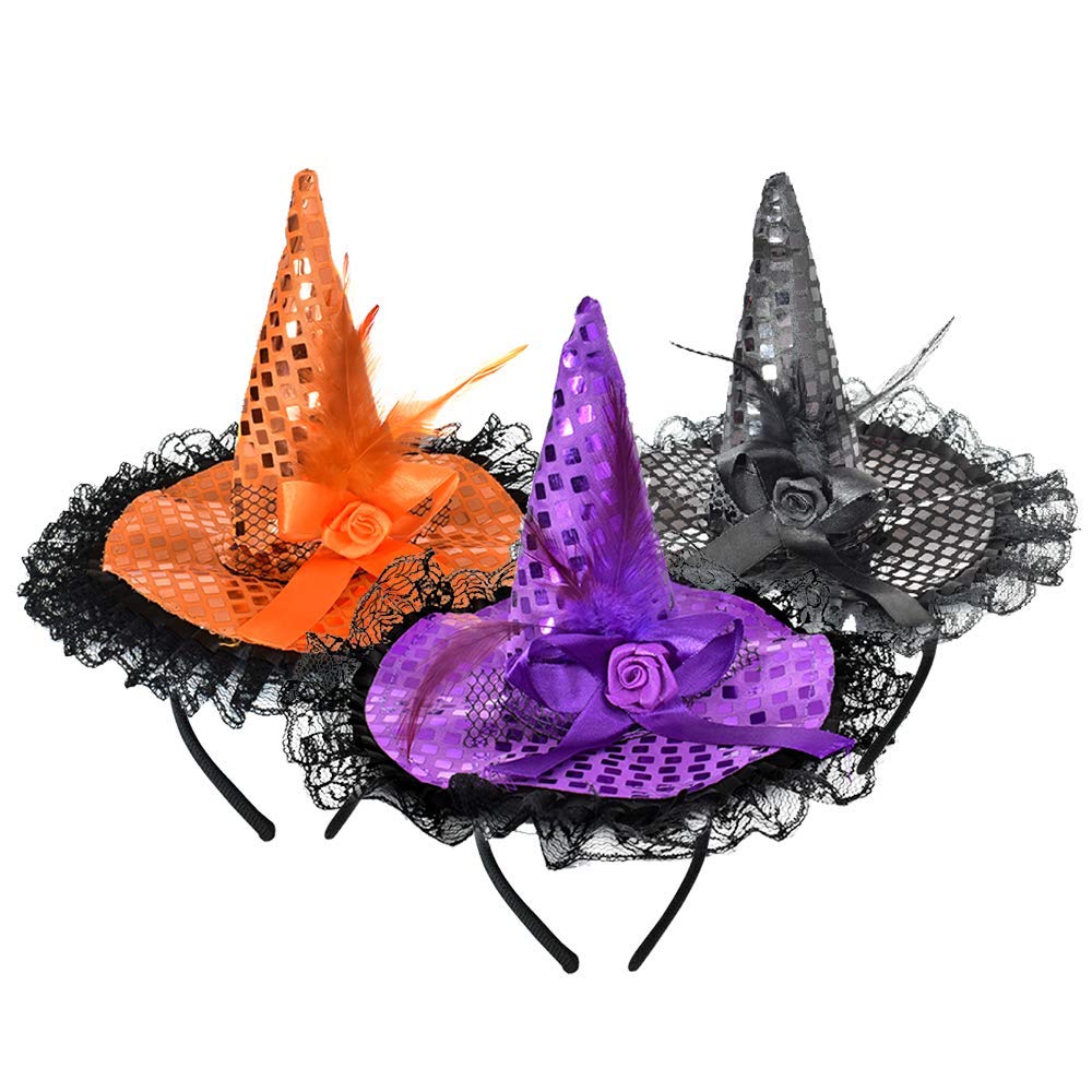 ZeeDix Mini Witch Hat Headband for Women – Halloween Costume Headpiece
