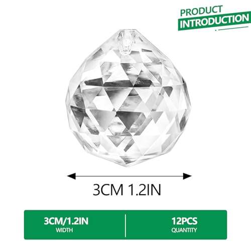 ZEERSHEE 30mm K9 Crystal Ball Prisms – 12-Pack of Clear Faceted Suncatchers for Weddings, DIY, and Home Decor
